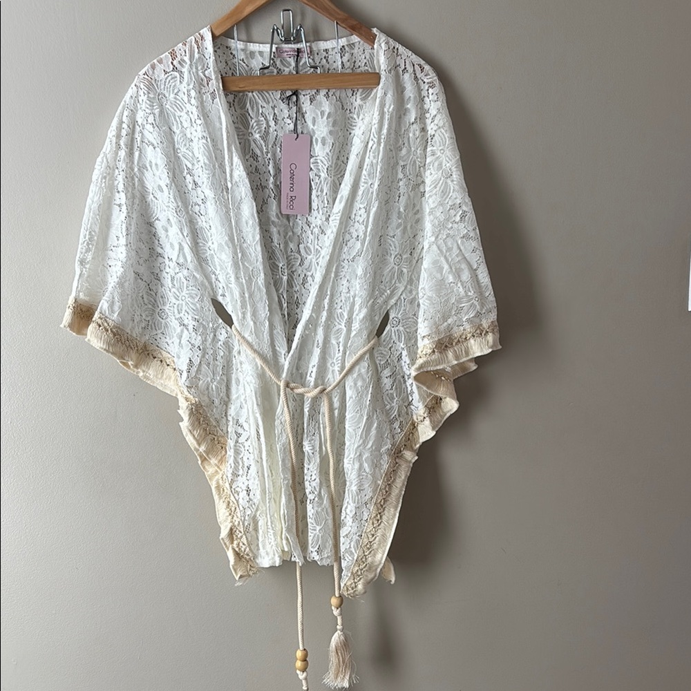 Charming Ivory Lace Beach Cover up Wrap
